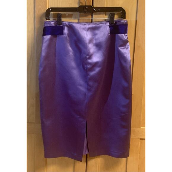 Blumarine Vintage Womens 100% Silk Purple Skirt Size I 44 or USA 10 Knee Length - Picture 5 of 9